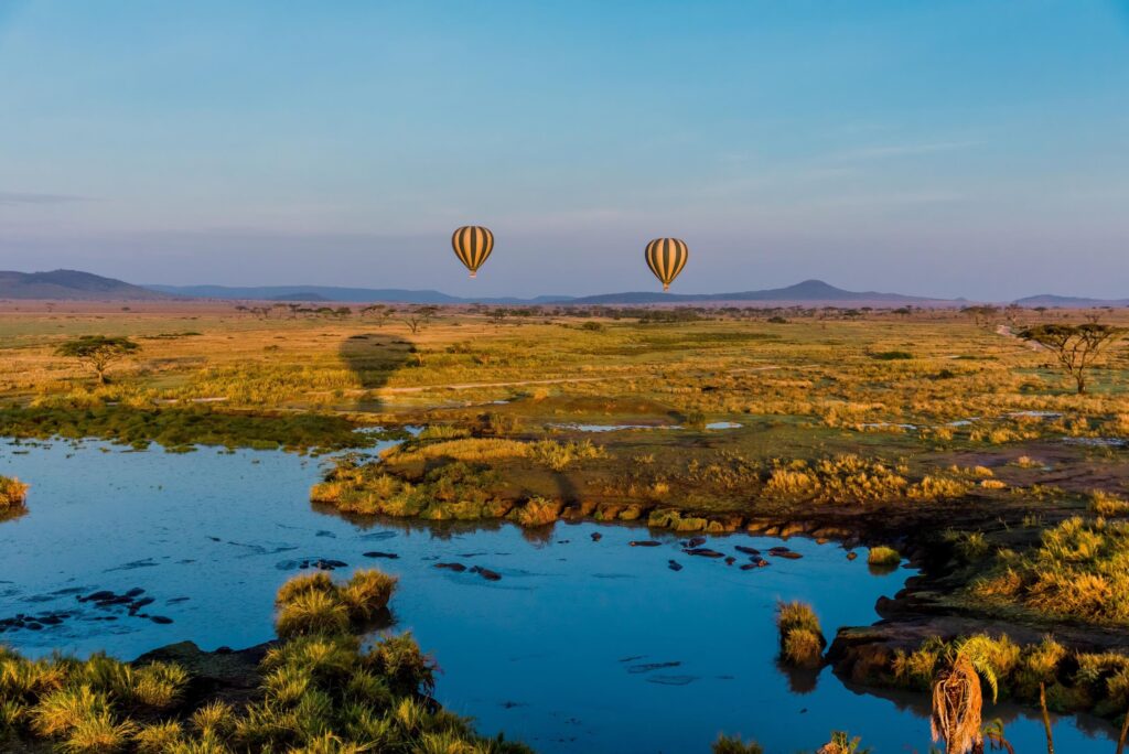 Safari i Serengeti med varmluftsballong