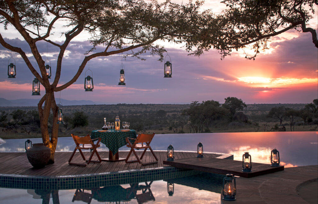 Soloppgang fra lodge luksussafari i Tanzania