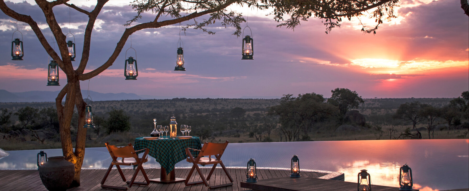 Soloppgang fra lodge luksussafari i Tanzania