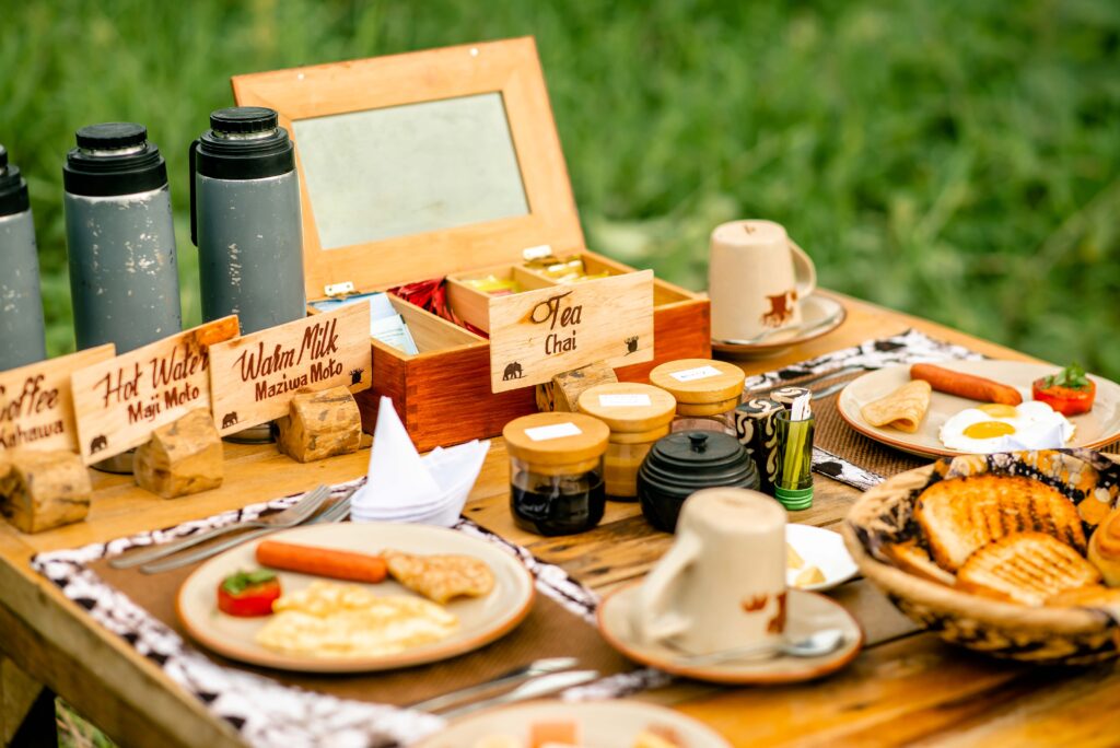 IM_TZ_TAR_Baobab Tented Camp_Outdoor dining table close-up 2