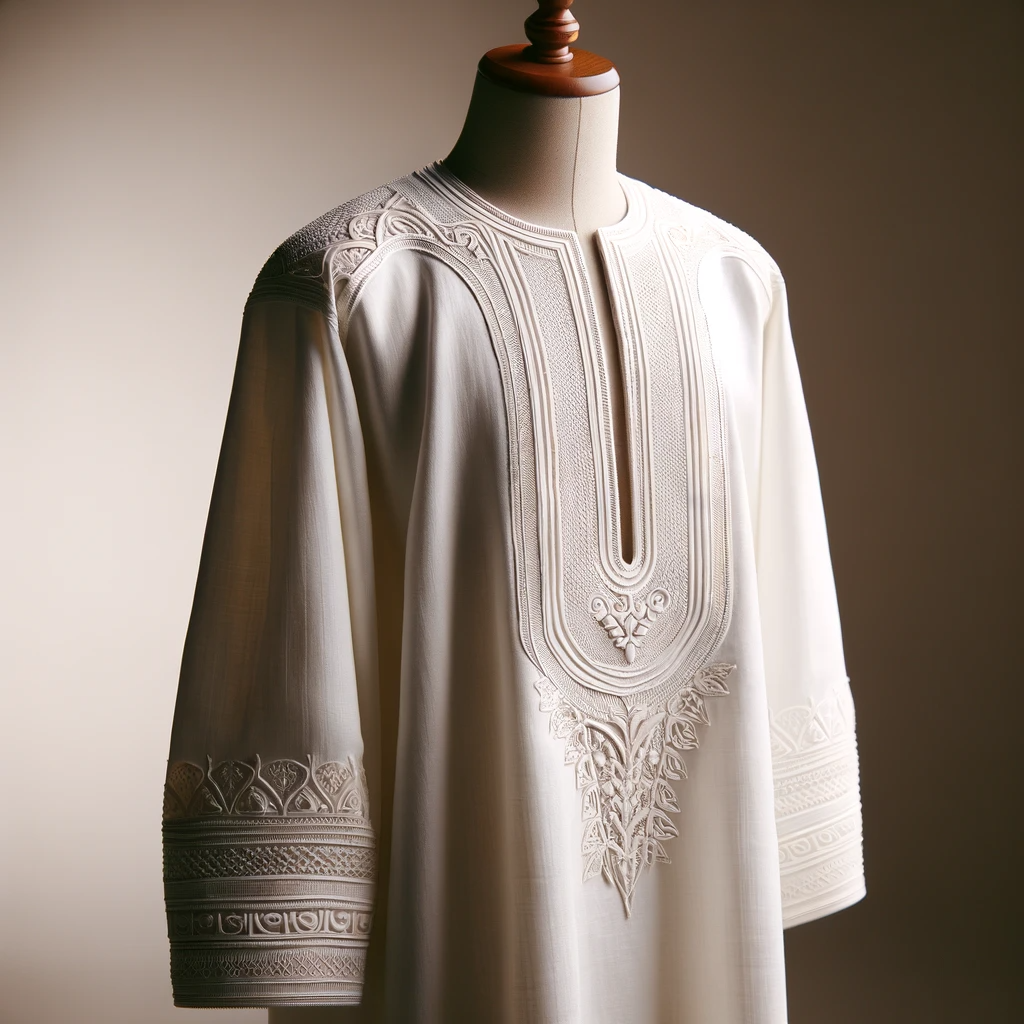 Klær fra Tanzania, en kanzu, som er et tradisjonelt klesplagg for menn 