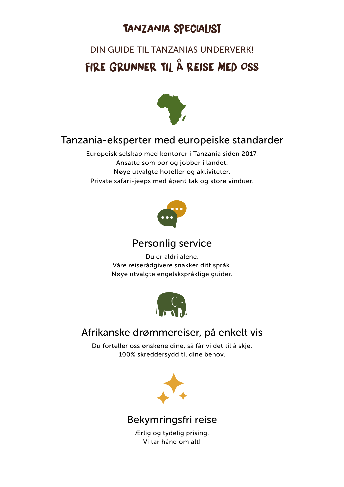 Hvorfor booke med Tanzania Specialist